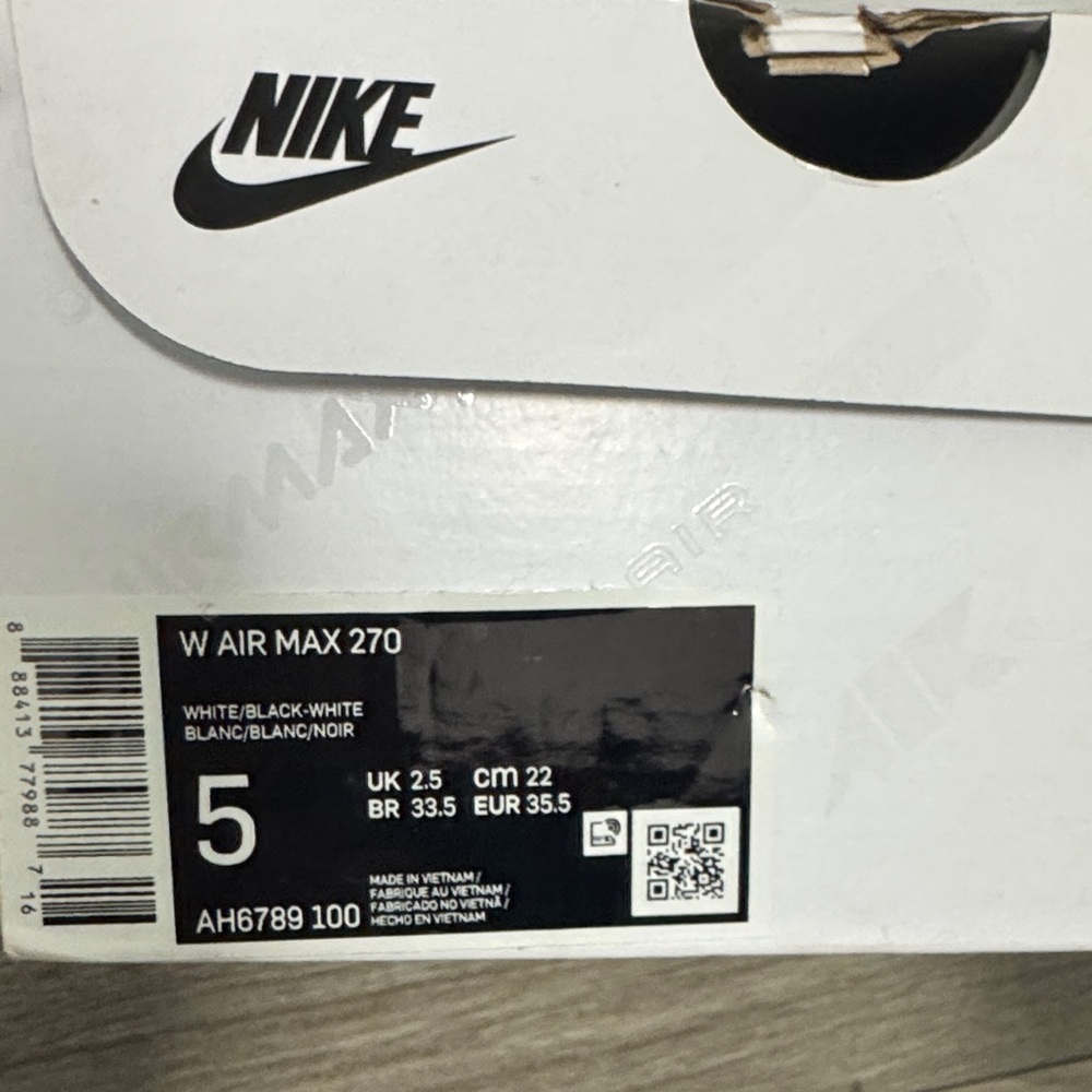 Nike Air Max 270 White Black Sneakers